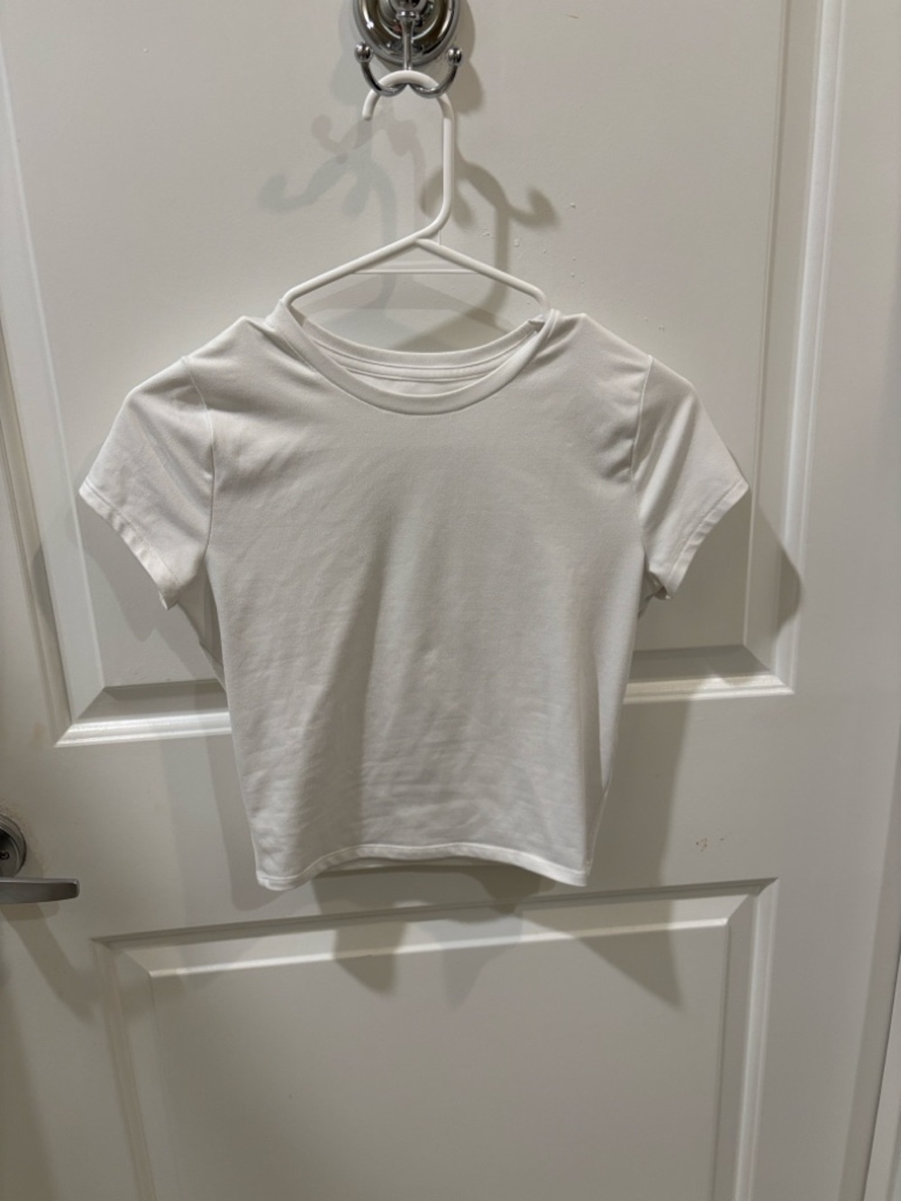 Hollister White Soft Strech Seamless Fabric Crew Baby Tee - Picture 3 of 5